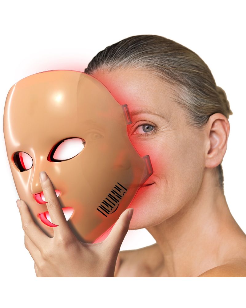 NEWKEY Red Light Therapy Mask for Face Wrinkles, 7 Colors LED Facial Skin Care Beauty Mask,Full-Face Photon LED Mask for Anti- Wrinkles, Acne Reduction